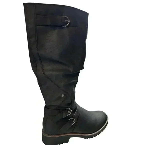 SUN STONE Womens Black Stretch Brinley Round Toe Block Heel Riding Boot 7.5 M - Picture 5 of 8